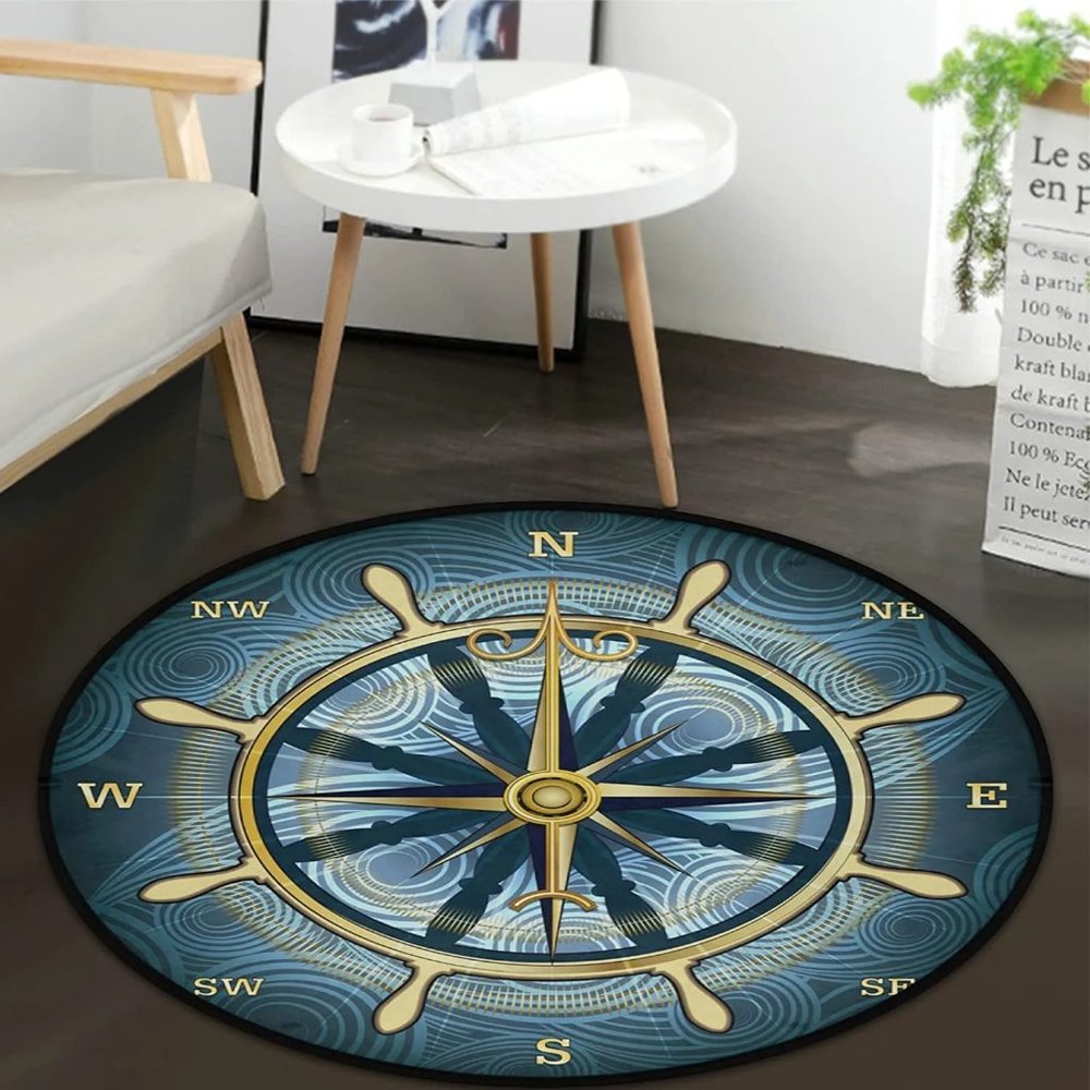 The Compass Rose Round Area Rug 3' x 3' Round